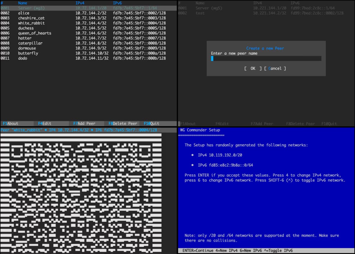 WireGuard config manager interface